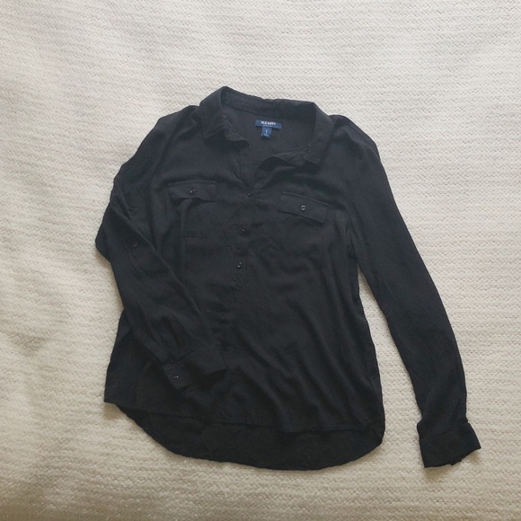 Black long sleeve, half button up old navy top - Picture 6 of 7